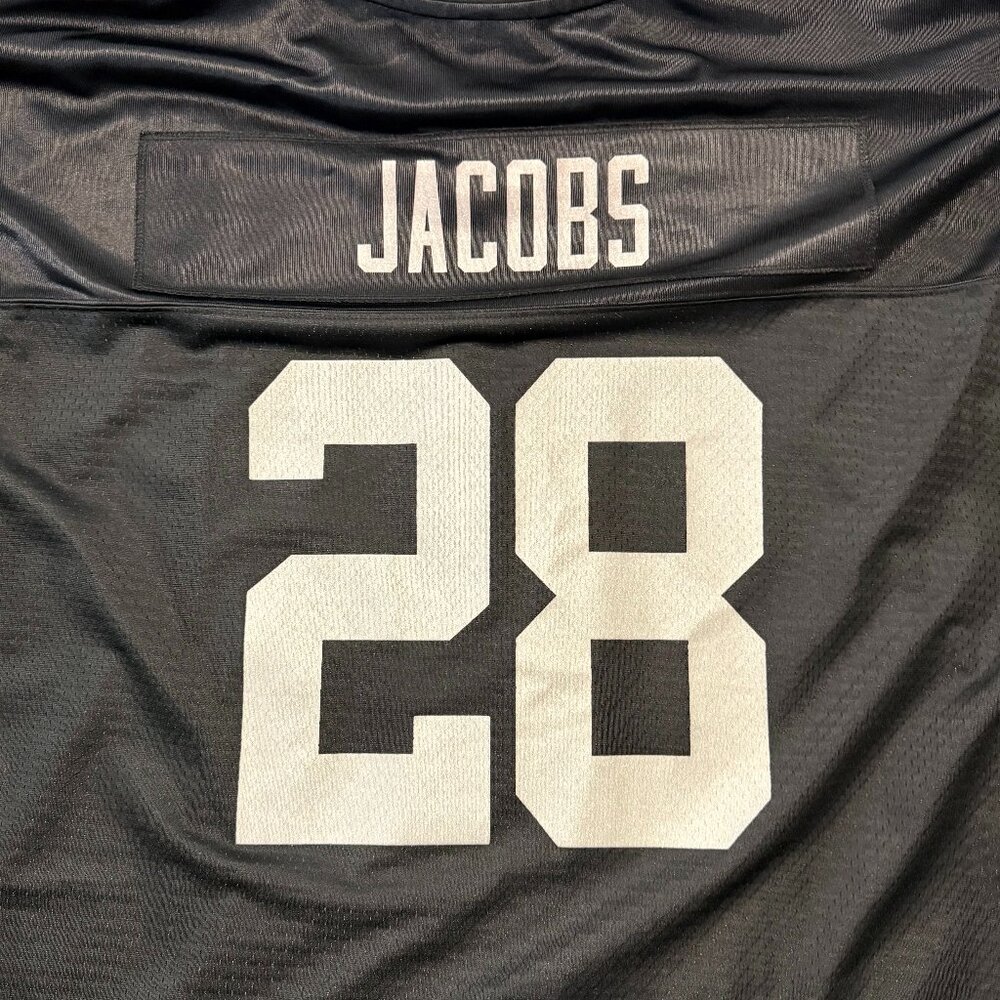 NFL Pro Line Raiders Josh Jacobs #28 Jersey Black Silver Mens Size 4XLT Big Tall - Picture 2 of 11